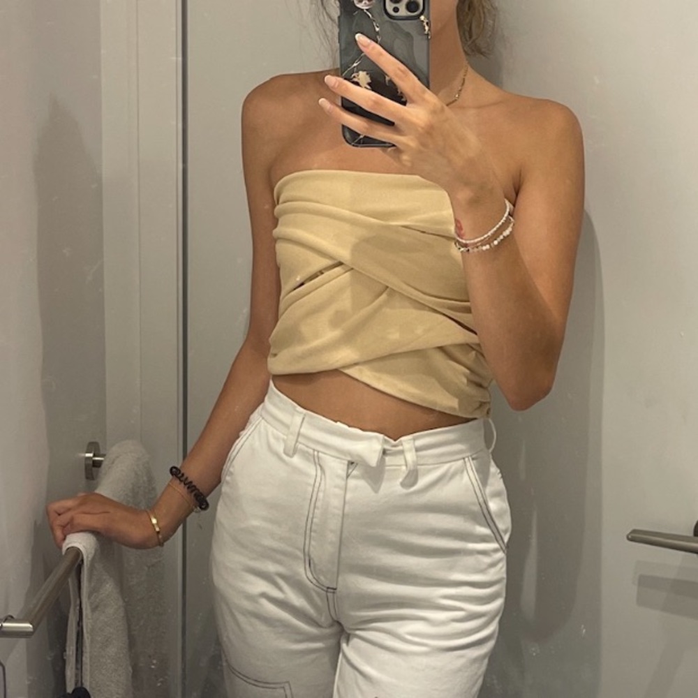 Zara beige wrap tube top